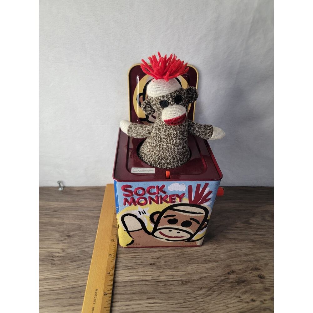 Schylling Musical Sock Monkey Jack in the Box Toy Tested Works - Picture 12 of 14